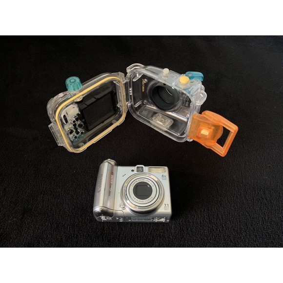 Camera WITH Underwater Housing Canon PowerShot A570 IS model WP-DC12 case WORKS - Picture 1 of 16